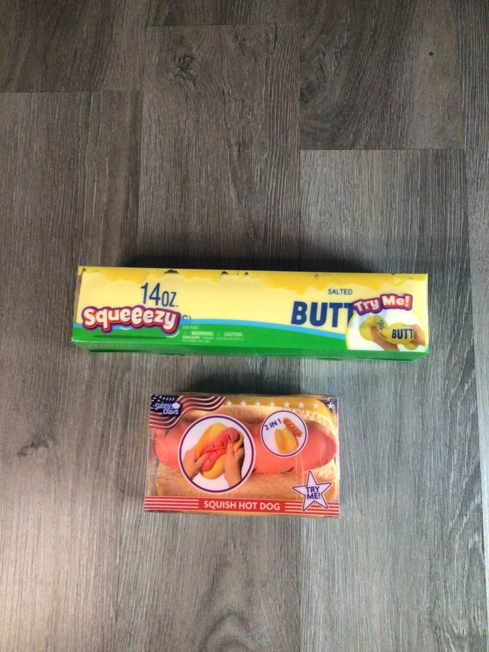 Sunny Days Squeezy Butter & Hot Dog Squishy Stretchy Fidget VIRAL 🌭 🧈 New